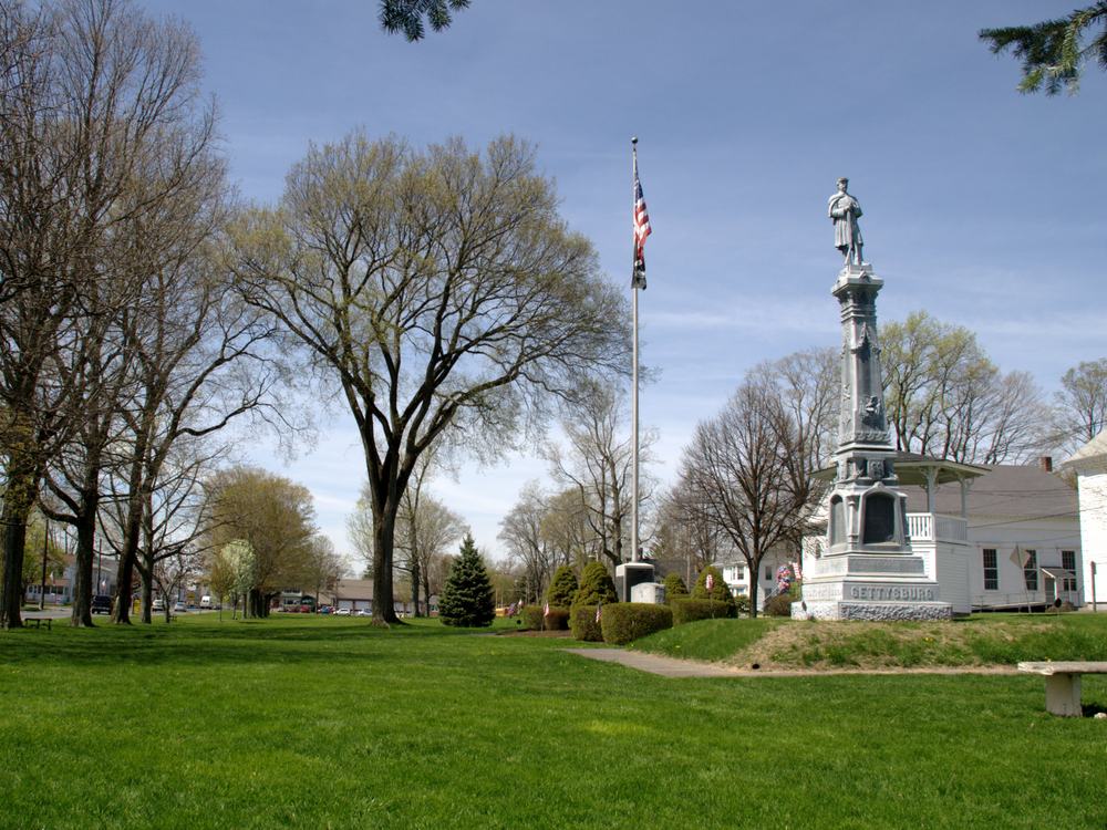 The town common in Belchertown, Massachusetts