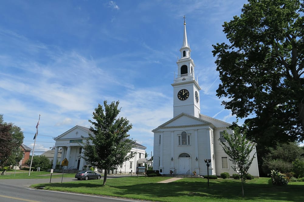 Town Hall and First Congregational Church in Hadley, Massachusetts
